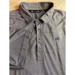 Men's‎ Travis Mathew Gray Striped Active Wear Golf Polo Shirt- Size L